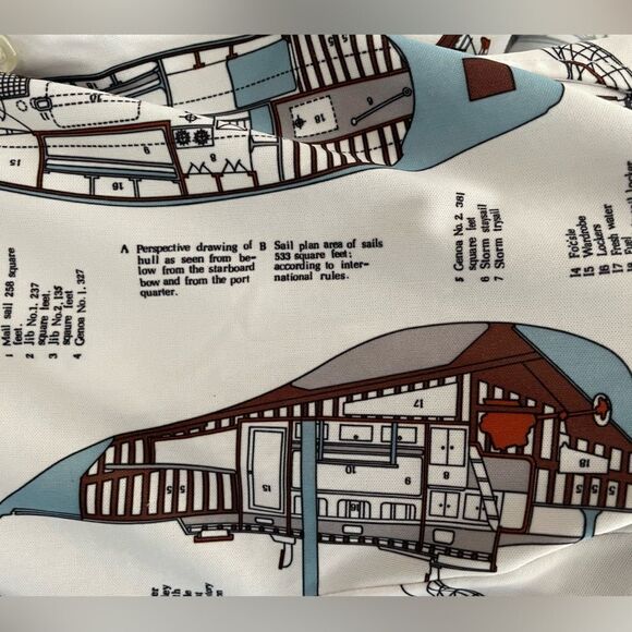 Vintage 70s Novelty Art‎ To Wear Boat Textbook Button Down Shirt Dagger Collar M - Picture 6 of 7